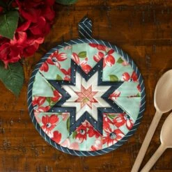 Folded Star Hot Pad Pattern By Plum Easy Patterns -Alibabette shop FoldedStarHotPad SundayStroll Teal Instagram1