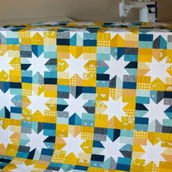 Little Lights Quilt Pattern By Modernly Morgan -Alibabette shop LittleLightsQuiltBlueGoldBlog