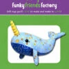 Nate The Narwhal By Funky Friends Factory -Alibabette shop Nate the Narwhal sewing pattern Funky Friends Factory front
